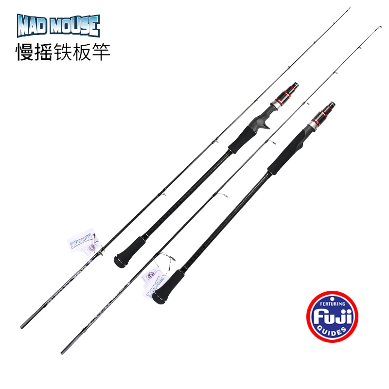 NewJapan-piezas fuji completas MADMOUSE, caña de jigging lenta, 1,9 M, 12kg, peso de señuelo, 60-150g, caña de barco giratoria/fundida, caña de pescar oceánica