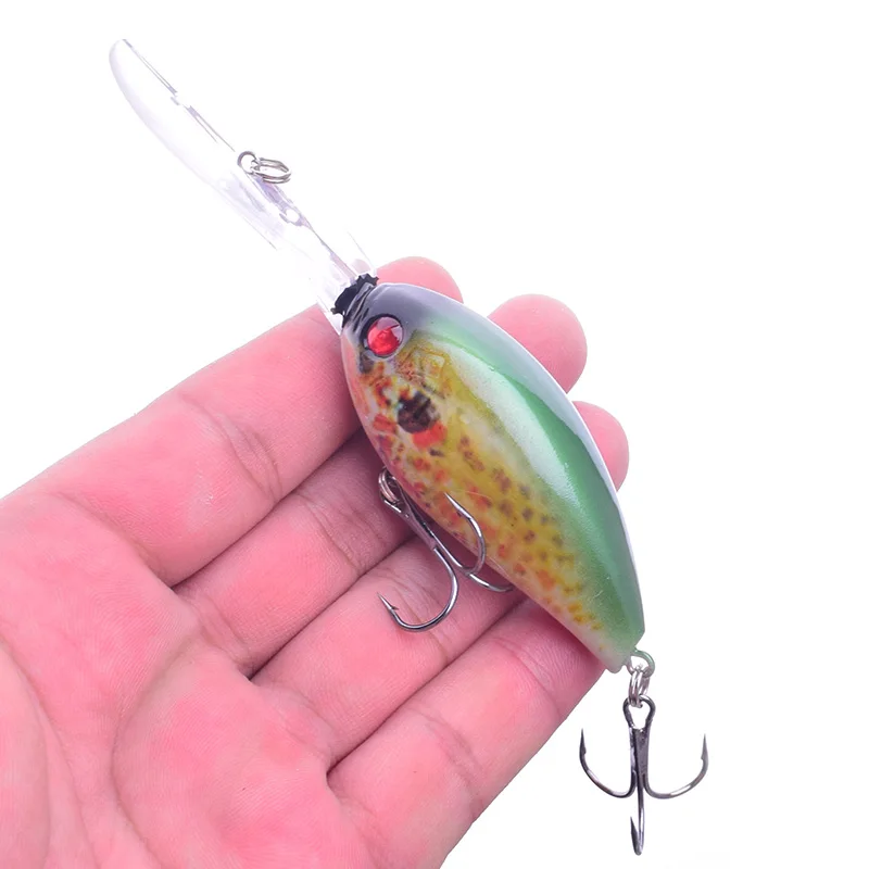 WDAIREN-SEÑUELOS DE PESCA DE 11,5 cm y 18,5g, anzuelos duros con manivela Minnow, 6 colores, anzuelos VMC, aparejos de agua dulce y salada - imagen 5