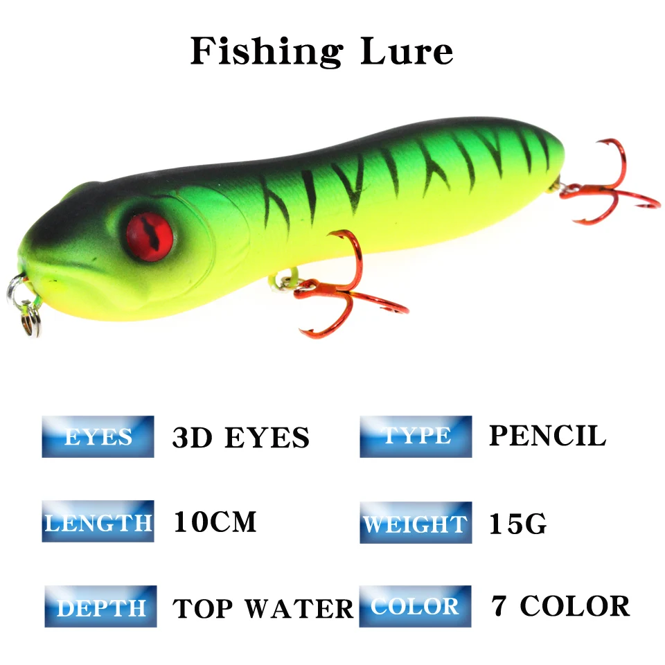 Cebo Artificial Popper de plástico duro, señuelo Crankbait de pesca, ojos 3d, 10,5 cm/16g, Swimbait, 1 ud., gran oferta - imagen 2