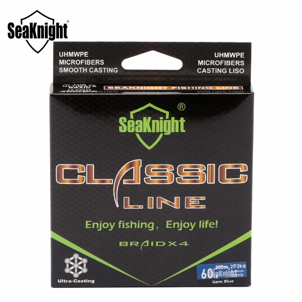 SeaKnight-sedal de pesca trenzado de 4 hebras, cuerda multifilamento de PE trenzada superfuerte de 300M, 6-80lb, 4 tejidos, para pesca en agua salada