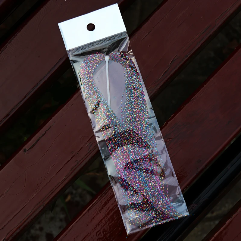 Bimoo, 4 paquetes de oropel Flashabou, atado de moscas, Flash de cristal para anzuelo, señuelo, Material de fabricación, hebras Krystal, oro, plata, arcoíris, Gree - imagen 5