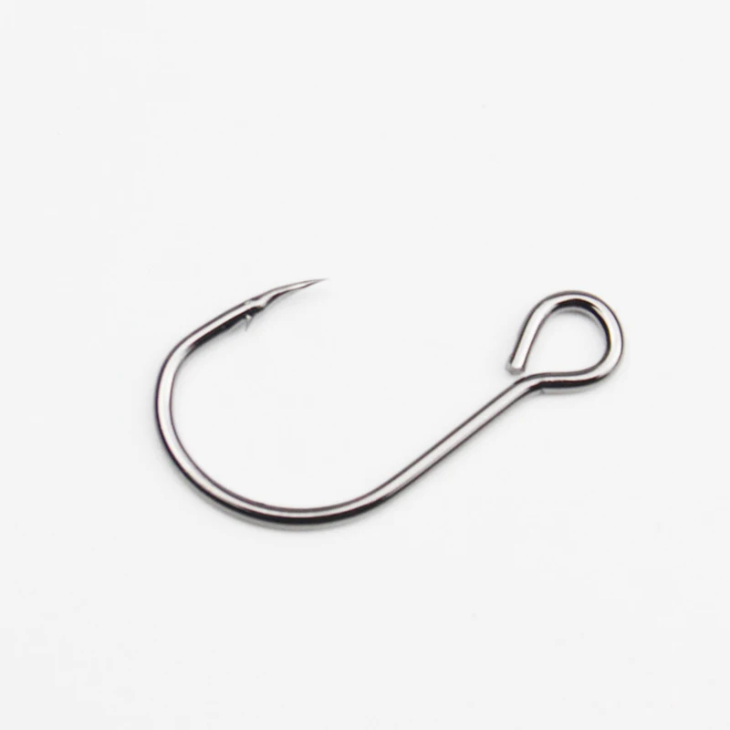 Anzuelo de repuesto para señuelo de pesca, herramienta afilada de acero al carbono, de un solo pez, en línea, tamaño de ojo grande 8 6 4 2 1 1/0 2/0 3/0, 10 Uds. - imagen 2