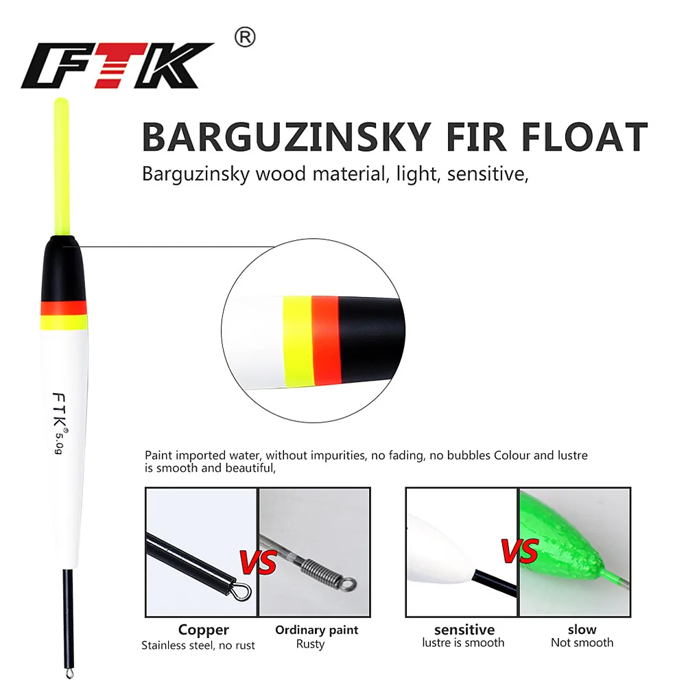 FTK 5 uds 2g 3g 4g 5g Barguzinsky Fir Bobber flotador de pesca de carpa 15,5-17cm boya flotante de palo ligero para aparejos de pesca - imagen 5