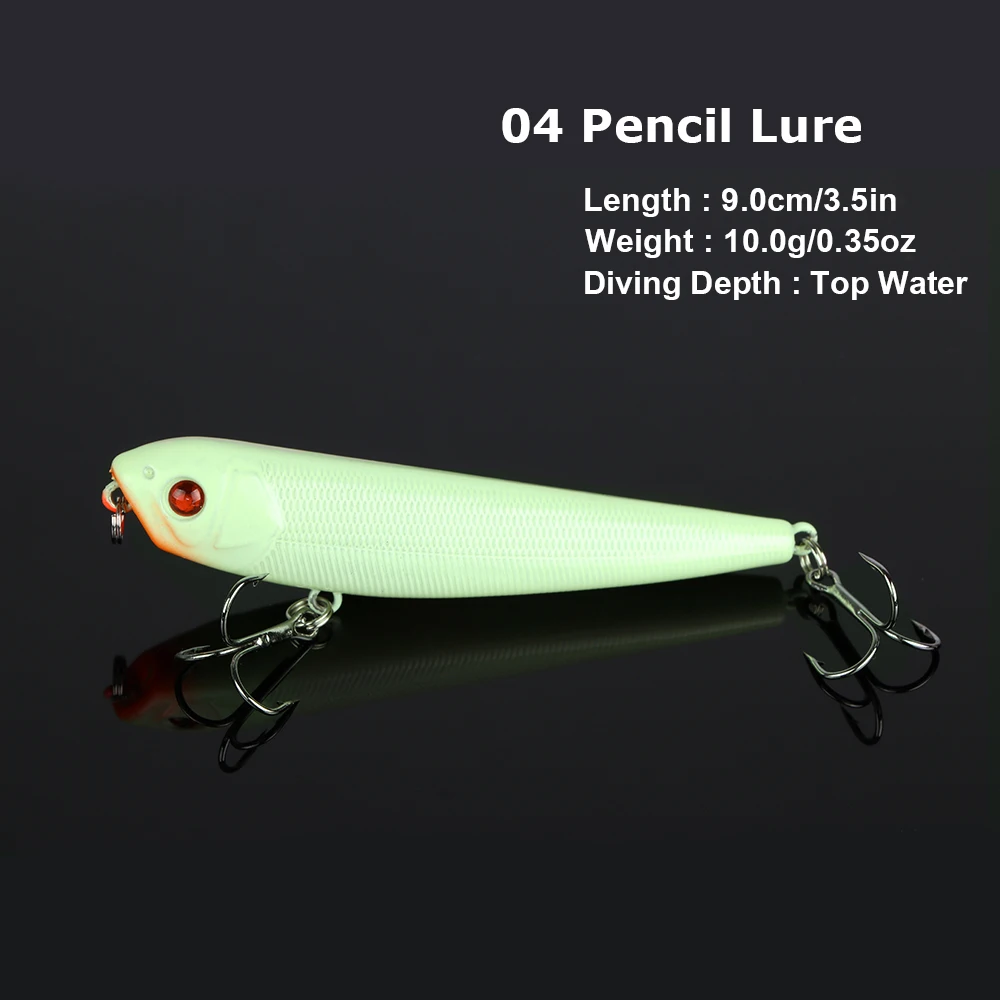 Goture 5 unids/lote Kits de Señuelos de Pesca nocturna Minnow/Wobblers/Popper/VIB/señuelos tipo lápiz pesca cebo Artificial luminoso con caja de señuelos - imagen 5