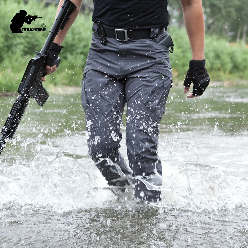 Pantalones tácticos de estiramiento para hombre, pantalones Cargo de secado rápido de gran tamaño, SWAT, Airsoft, múltiples bolsillos, pantalones de combate, AF24 - imagen 3