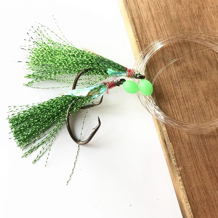 Aparejos de pesca en el mar, cebos sabiki para salmón, arenque, caballa, anzuelos grandes, trucha, 5 bolsas, 5/0, 5 colores - imagen 4