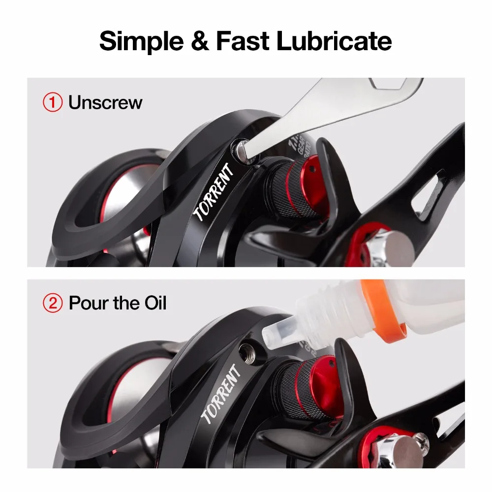 Piscifun-carrete de pesca Torrent, 8,1 kg, arrastre de carbono 7,1: 1 5,3: 1, relación de engranaje, 6 rodamientos, freno magnético, perfil bajo, carrete de Baitcasting - imagen 4