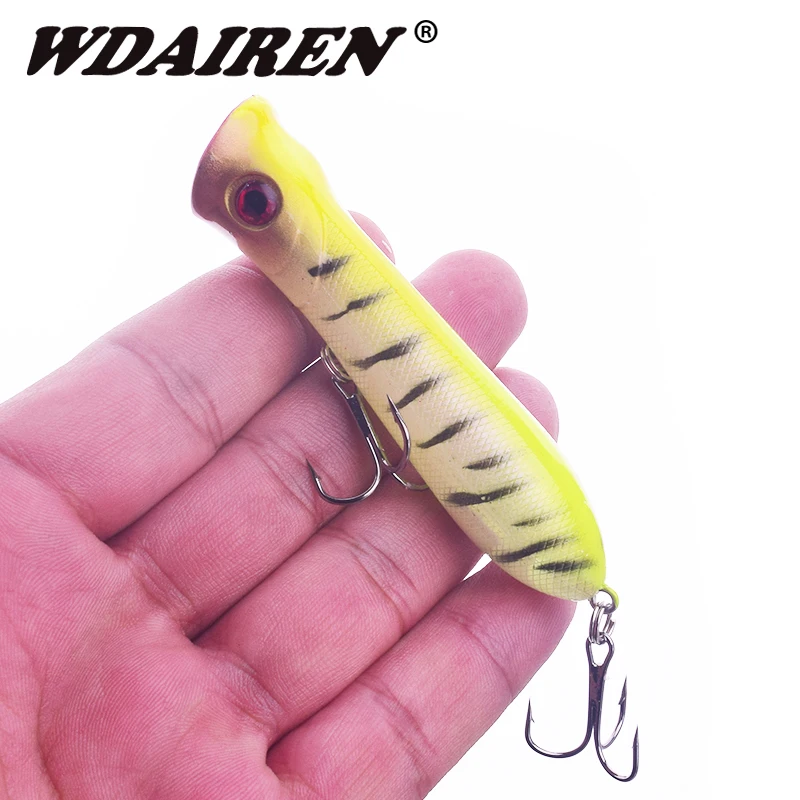 Señuelos de pesca duros Popper, anzuelos de agua flotante, crankbait artificial, Wobbler, 6 #, 8cm, 12G, 1 ud. - imagen 2