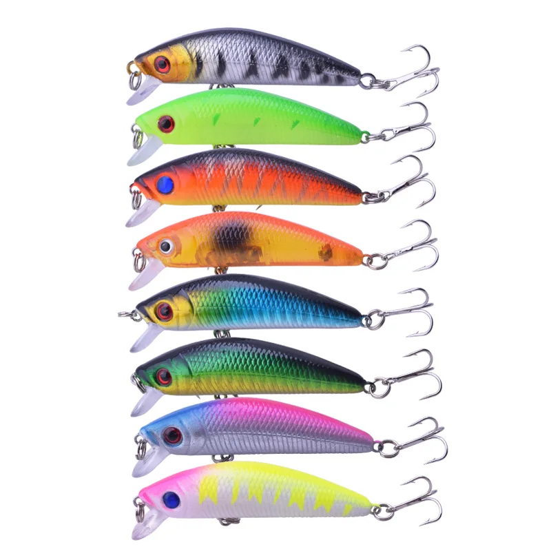 Proleurre-señuelo de pesca de pececillos, 1 piezas, 70mm, 8g, cebo duro de plástico Artificial, peche, ojos 3D, Crankbait, Wobblers, aparejos de pesca - imagen 4