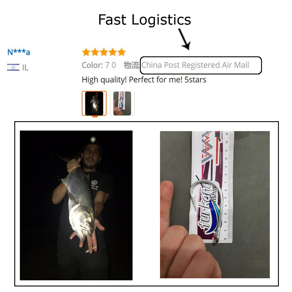 Anzuelos de pesca de acero inoxidable de 40 piezas, accesorios de pesca, anzuelos de caña grande Extra larga, color blanco, tamaño 1/0-10/0 - imagen 5