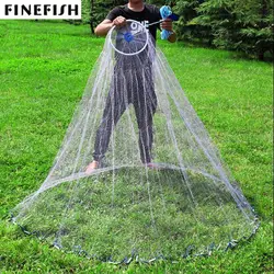 Finefish línea de monofilamento con anillo, red de pesca de fácil lanzamiento, redes fundidas de EE. UU., plomada de hierro, Red de mano, malla pequeña, redes de caza con mosca