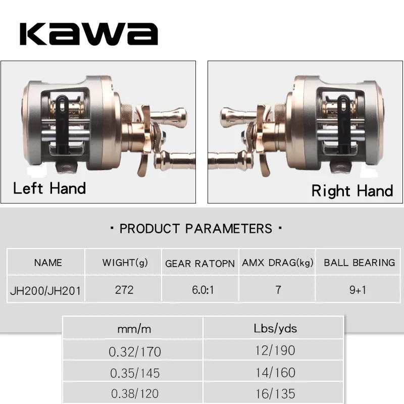 Carrete de pesca KAWA 2018, rueda de tambor fundido, carrete de fundición de cebo, arrastre máximo 7kg, aleación de aluminio de rodamiento 9 + 1, carrete de pesca de mar, envío gratis - imagen 4