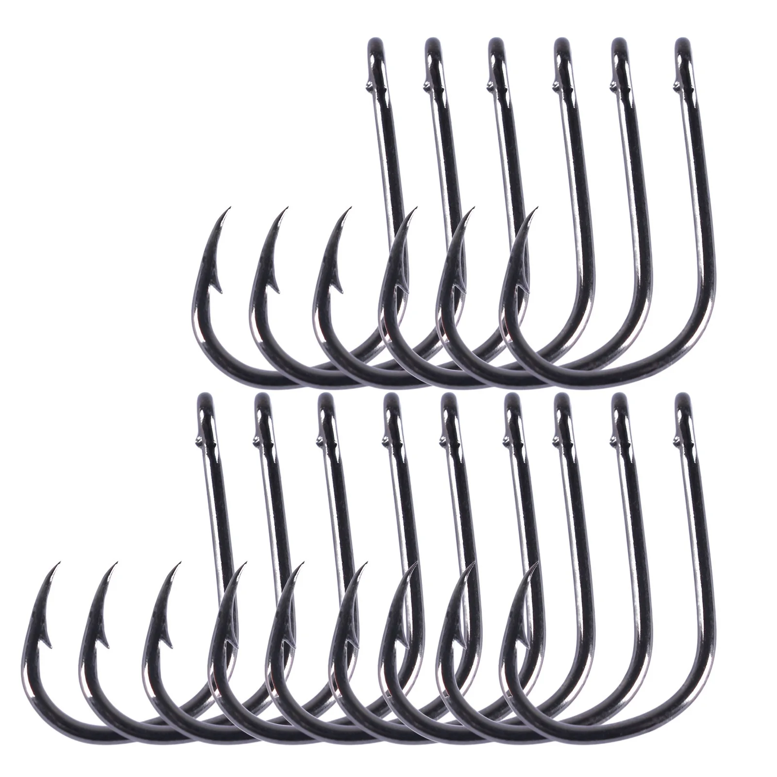 Anzuelos de pesca de acero con alto contenido de carbono, anzuelos con púas, con agujero, accesorios de pesca gratis con caja, lote de 100 unidades, 3-16 # - imagen 2