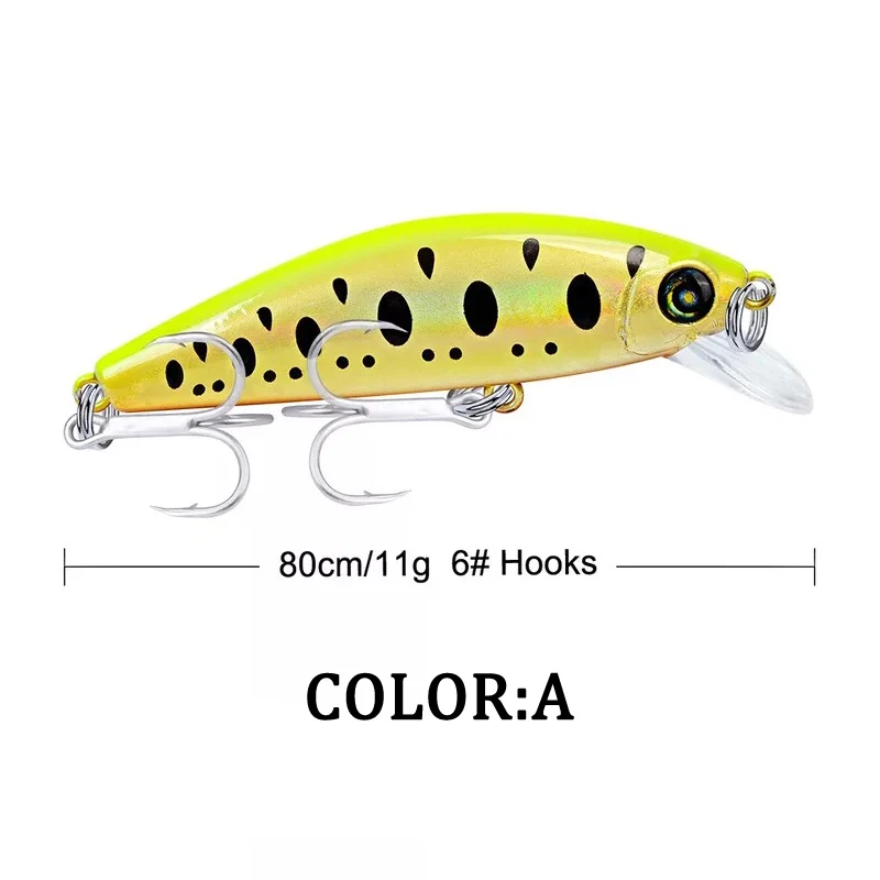 KMREA-señuelo de pesca de 1 piezas, 80mm, 11g, Minnow, cebo duro Artificial de calidad profesional, Wobbler, Lucio, aparejos de pesca, ojo 3D - imagen 4