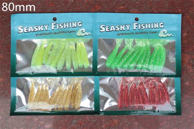 Señuelo suave de una sola cola para pesca, cebo de gusano, Gel de sílice para aparejo Texas, bolsa de 5cm/6cm/8cm, 10-20 piezas - imagen 3