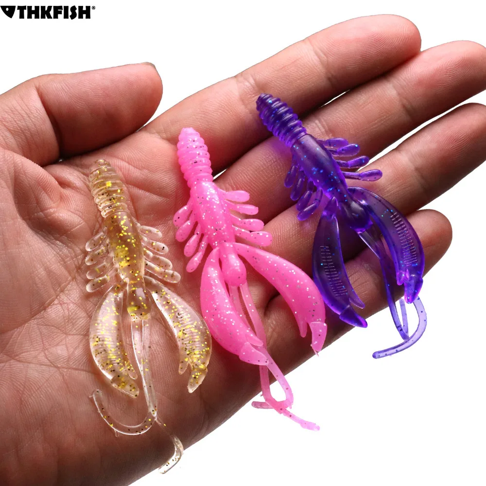 THKFISH 15 Uds señuelos de camarones blandos 75mm 3,9g cebos artificiales Swimbait Wobblers de agua dulce cebo de cangrejo suave de silicona - imagen 3