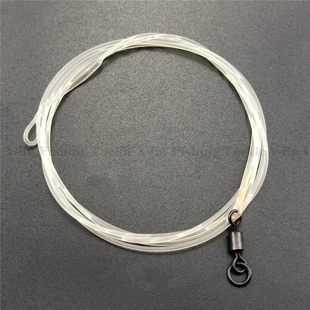 Enlace de gancho de fluorocarbono de 1M, 35LB, Color claro, líder sin plomo de carpa con anillo flexible, cambio rápido, núcleo de plomo giratorio, bucle líder - imagen 2