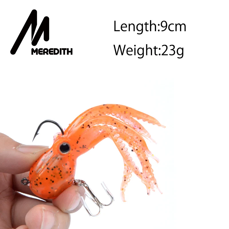 MEREDITH-señuelo de pesca de contrapeso incorporado, cebo suave de silicona Artificial, cola larga de pulpo, 23g, 9cm - imagen 3