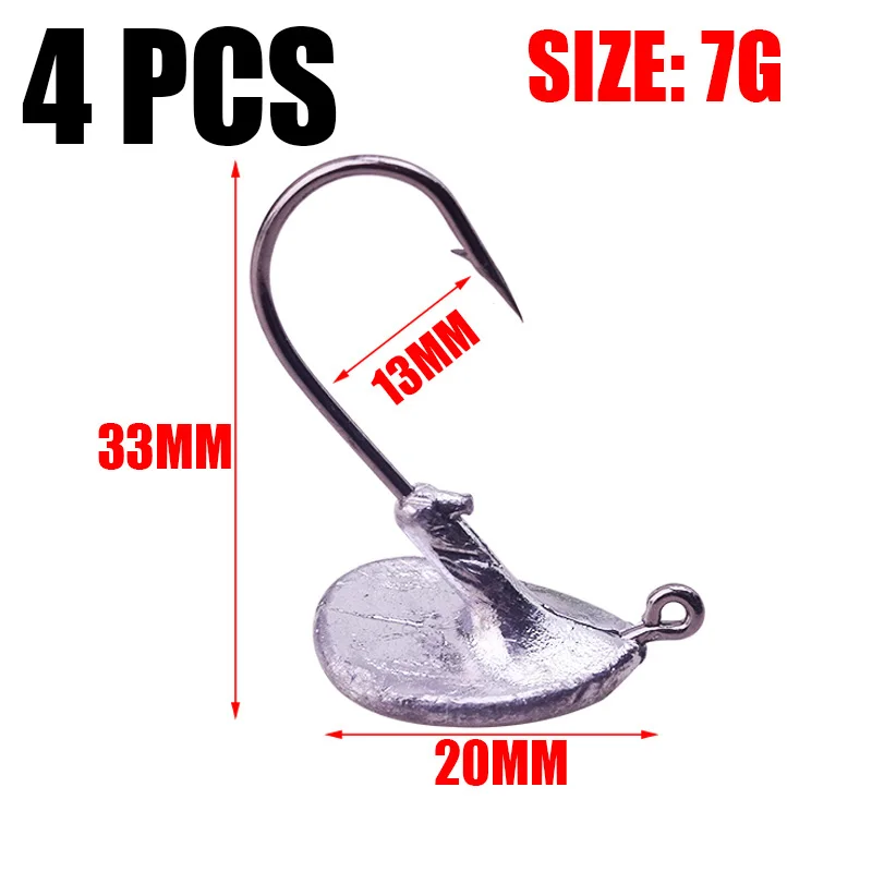 Proleurre-anzuelo de pesca de plomo con ranura para sangre, anzuelo de pesca con vaso, 3,5g, 5g, 7g, 10g, 14g, para señuelo suave de acero al carbono - imagen 5