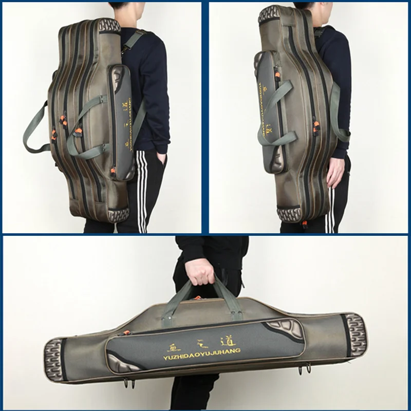 Bolsa de Pesca multifunción portátil, lona de Pesca de 80/90/100/120CM, caña de pescar de 3 capas y 4 capas, Estuche de transporte de viaje para Pesca XA49G - imagen 5