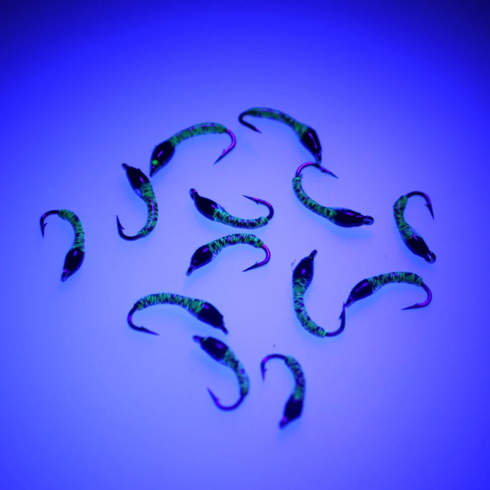 Bimoo 10PCS # 14 # 16 moscas de pesca de trucha con zumbador de ninfa marrón, color UV - imagen 2