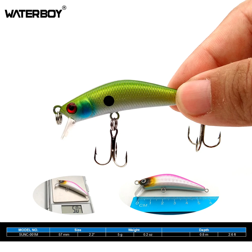 Señuelo de pesca WATERBOY Mini Minnow, cebo Artificial duro, nuevo modelo Iscas, Wobblers Swimbait Peche, 5,7 cm/2,2 in 5g/0,2 OZ - imagen 5