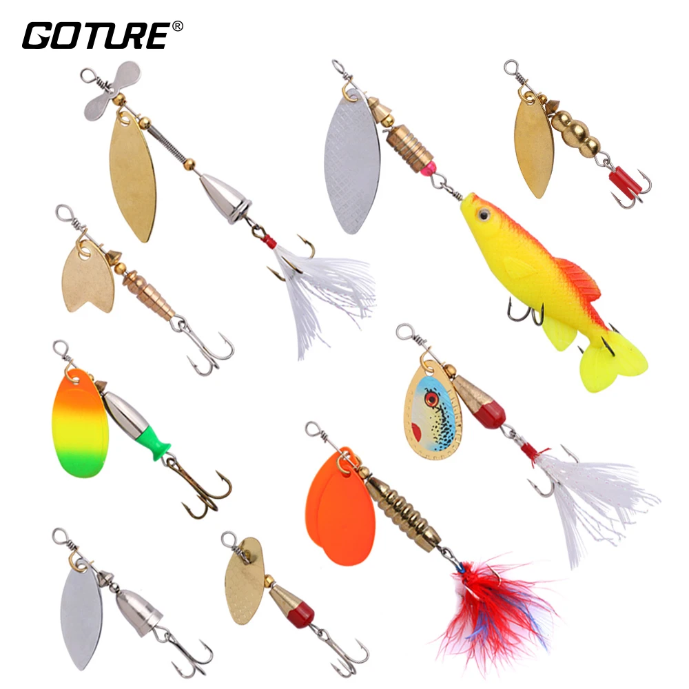 Goture-señuelo de pesca Artificial duro, cebo giratorio de 9 piezas, cuchara de Metal, 3,5g-12g, Buzzbait Swimbait, todo para pesca - imagen 2