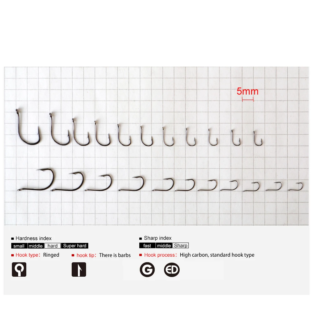 FTK 7-10PCS Anzuelo de pesca de acero rico en carbono TANAGO 1 # -12 #   Anzuelos individuales con púas y accesorios para pesca de carpa con ojos - imagen 3