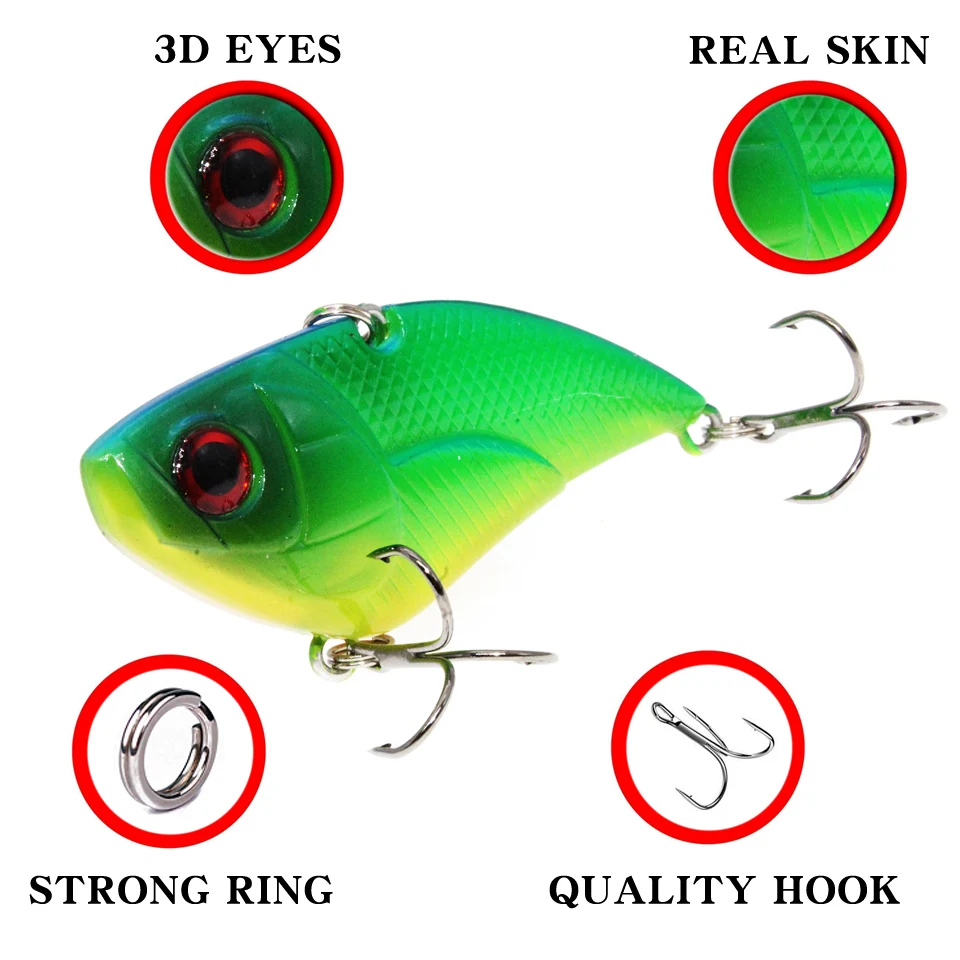 Señuelo de pesca VIB duro, cebo de buceo de 14g de invierno con plomo giratorio interior, plantilla Wobbler Ice - imagen 4