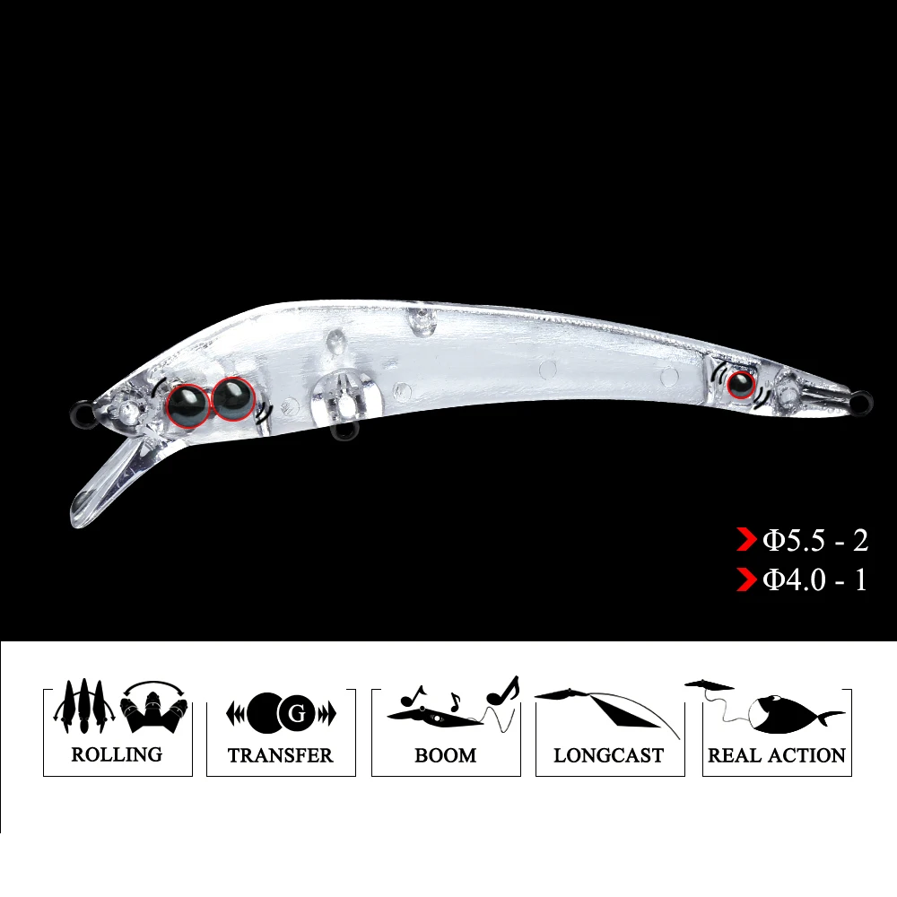 FTK 8g 9cm Señuelos de pesca Minnow ojos 3D cebo Artificial duro con anzuelo triple Bass Wobbers Swimbait - imagen 4