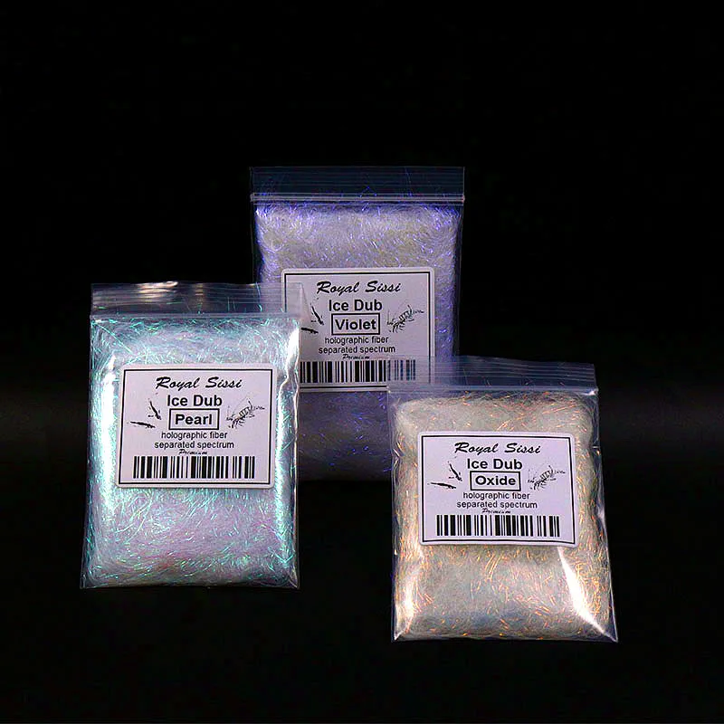 Nuevo 3 bolsas Spectrum Fly tying Ice Dub 3 estilos prisma laminado doblaje de hielo fibras nacaradas sintéticas holográficas cabello corporal de hielo - imagen 3