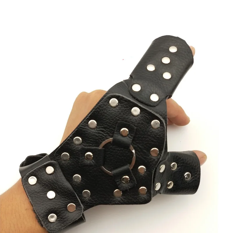 Protector de mano de pesca, pulsera de tirachinas de acero + cuero Artificial para mano izquierda o derecha, accesorios para exteriores - imagen 2