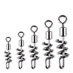 Conector de Pin giratorio para Barril de pesca, anillos sólidos con enclavamiento 2 #4 #6 #8 #10 #, rodamiento giratorio de acero inoxidable, 5 unids/lote