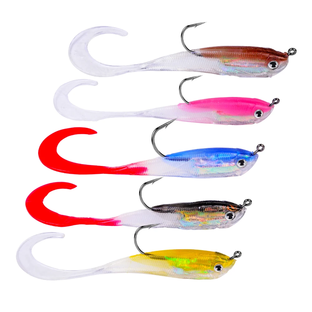 Señuelo de pesca de silicona con anzuelo, cebo Artificial de plomo, 5 piezas, 10cm, 14,7g, Swimbait - imagen 4
