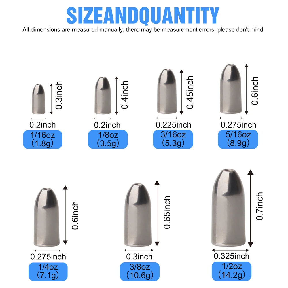 6 uds pesas de pesca plomos bala plomos de pesca para pesca de lubina peso de gusano volteador plomos pesos de tiro de gota - imagen 2