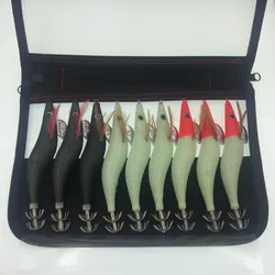 9 unids/bolsa plantillas de calamar señuelo gancho de madera para camarones pulpo Artificial sepia cebo 3,5 #   13cm 21g