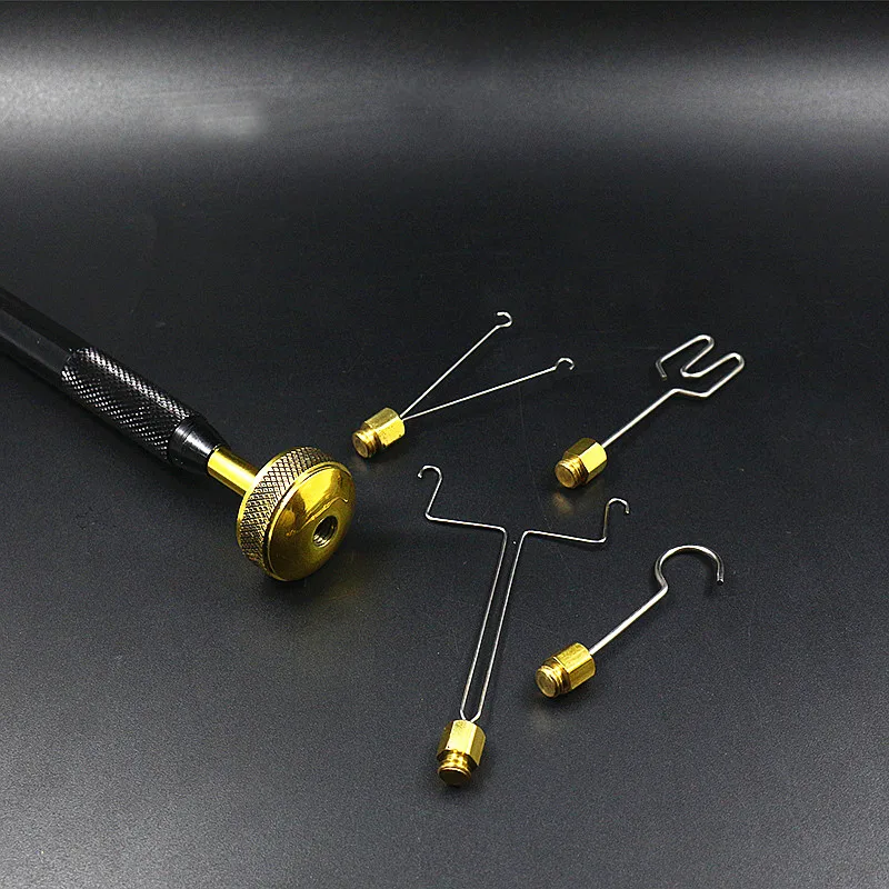 Royal Sissi fly tying Dubbing Spinner con 4 accesorios de cabeza Bucle de rodamiento de bolas de latón Dobleción twister delux herramientas de atado de moscas - imagen 5