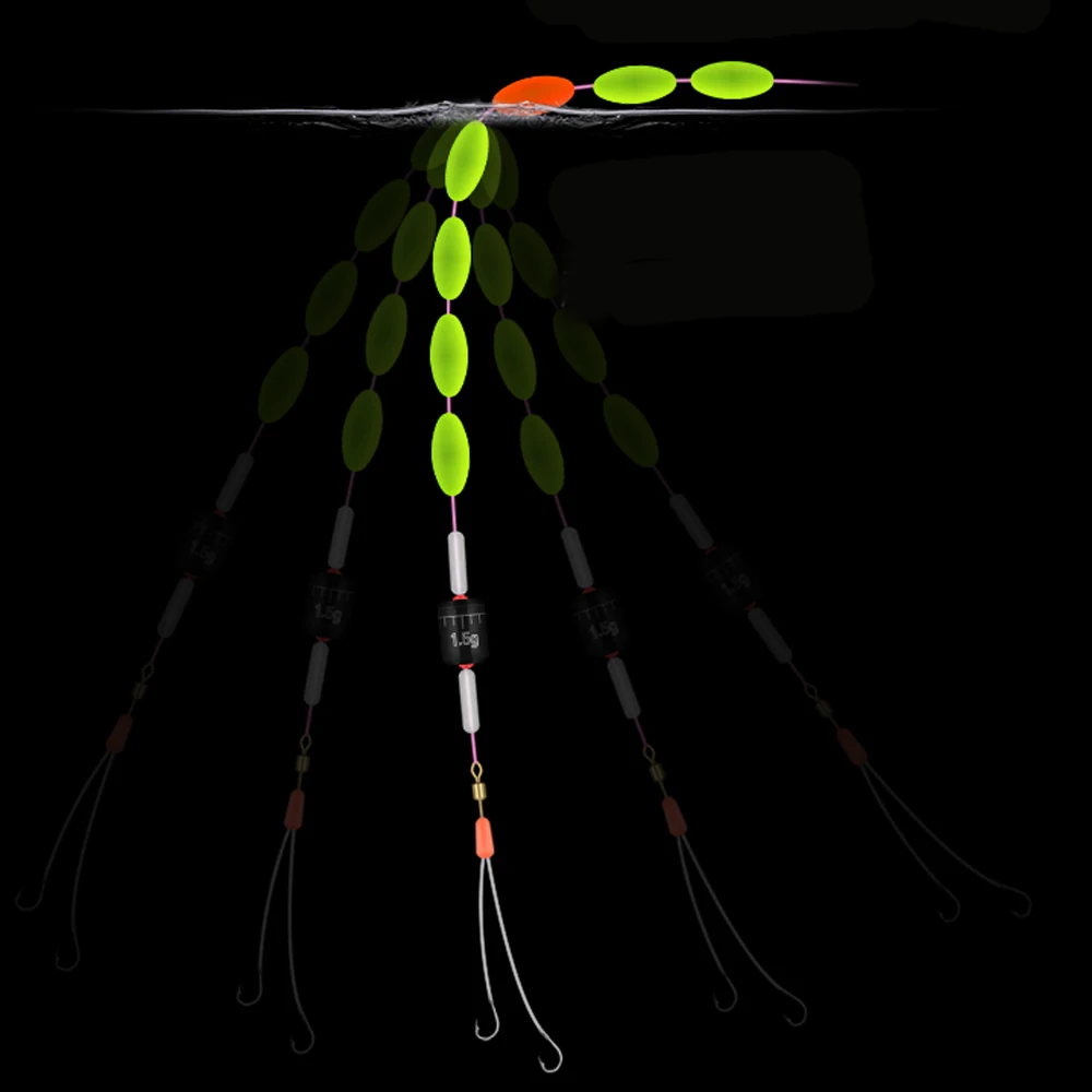 Mini flotador de pesca ovalado, 1 grupo, 6 uds/3 uds., Bobber Rig, fabricación de frijoles flotantes, cuentas llamativas rojas/amarillas con agujero sin tapón - imagen 5