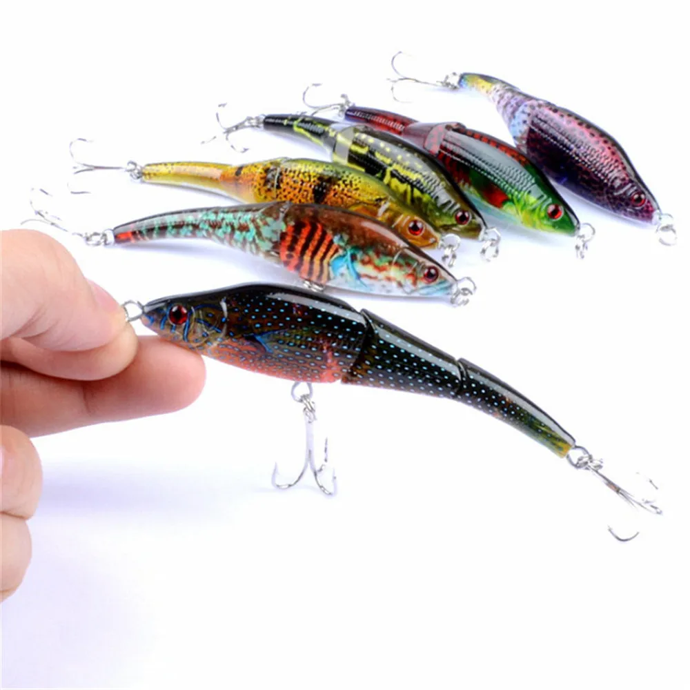 1 Uds. Señuelo de Pesca Minnow 9g 10cm ojos 3D sección Multi articulada Wobbler Crankbait Lucio duro cebo Jerkbait Pesca de plástico