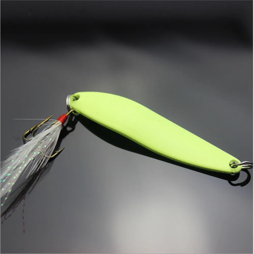FISHINAPOT-señuelo luminoso de Metal para Pesca, anzuelo duro con pluma, Wobbler, 5g/7g/10g/13g, 1 unidad