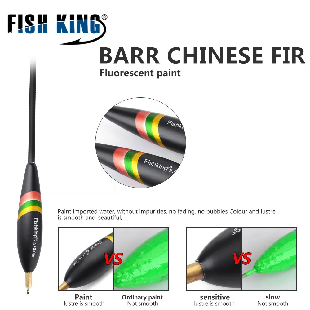 FISH KING 5 unids/lote tamaño mixto Balsa Bobber corcho Barguzinsky flotador de abeto Pesca Vertical para Pesca de carpa aparejos de Pesca - imagen 3