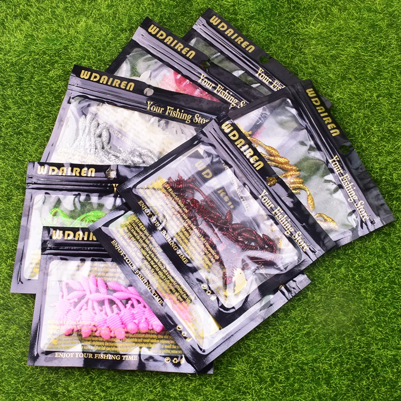Proleurre-SEÑUELOS blandos de Larva, cebo Artificial de 50mm, gusano de pesca de silicona, Lucio, pececillo, cebo de natación, cebo de plástico Jigging, 10 unids/lote