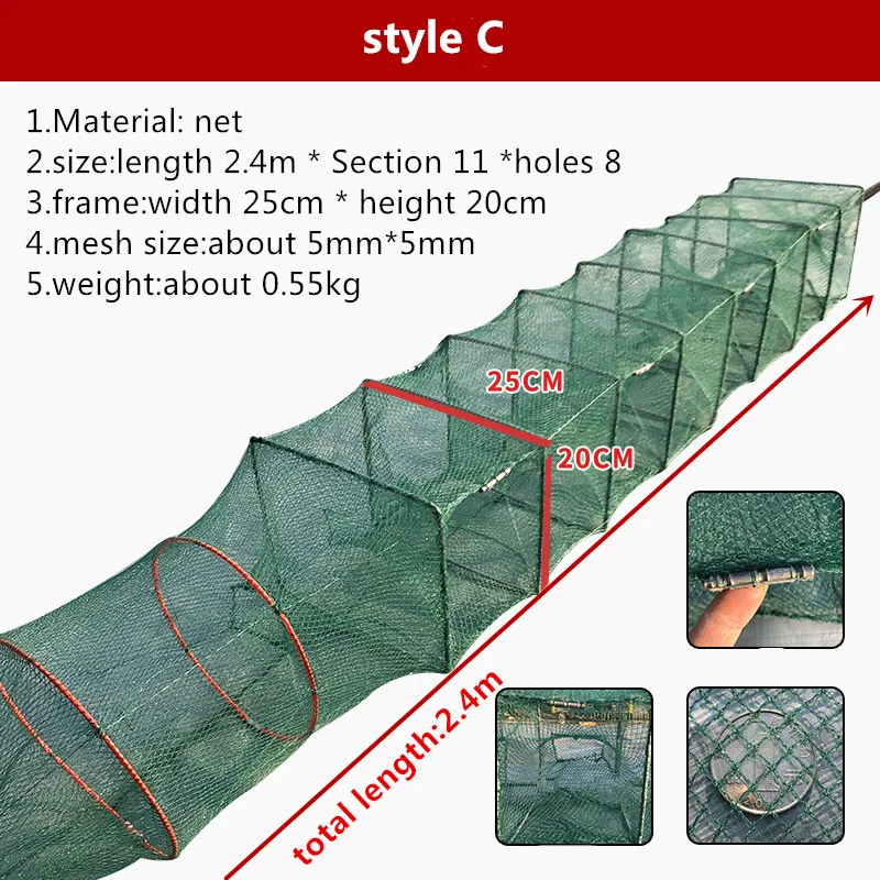 Jaula De Pesca De camarón, red De Pesca De 1,3 m-3,9 m, accesorios al aire libre, herramienta para atrapar peces, equipo De Pesca - imagen 4