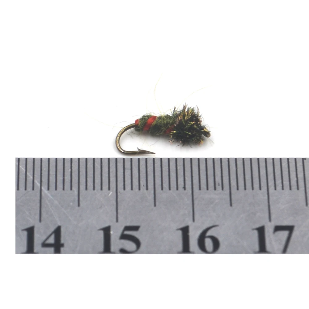 MNFT 10PCS 12 #   Pavo Real ninfa Midge larva Pupae mosca trucha pesca con mosca señuelo falso - imagen 5