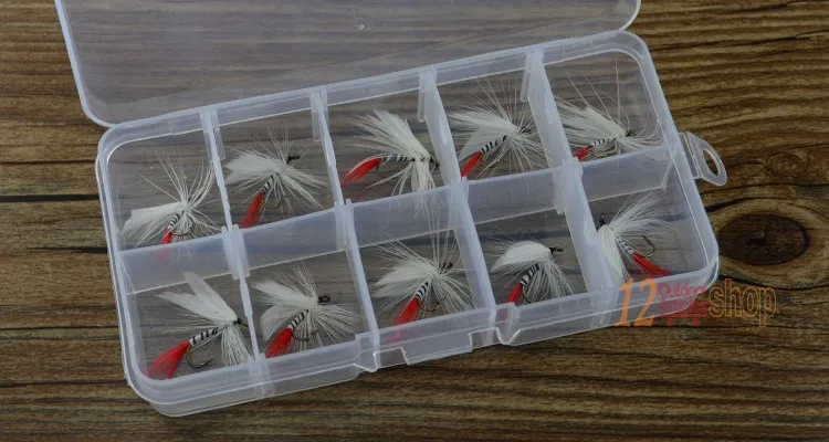 MNFT 10PCS 10 #    Blanco rojo trasero puede mosca trucha ninfa moscas WHITE MILLER cebra pesca con mosca anzuelo seco moscas señuelos - imagen 5
