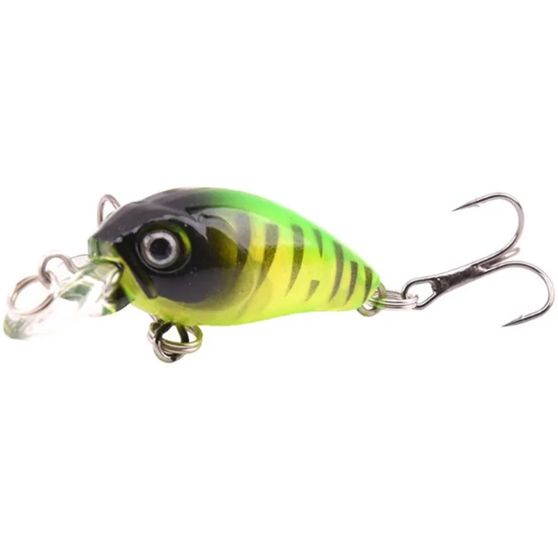Mini Señuelos de Pesca de manivela, anzuelos triples de 4g/5cm, cebo duro, Wobblers clásicos, aparejos de pesca de 9 colores, 1 ud.