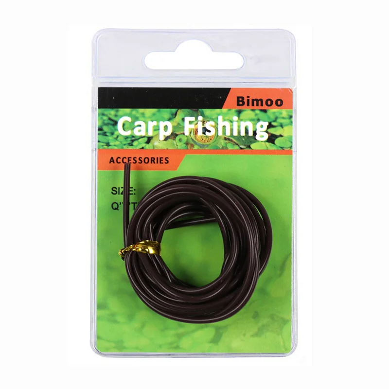 Bimoo-aparejo flotador de pesca de carpa, gancho de aparejo de pelo de tubo de silicona, Camuflaje verde, 2mm, manga de goma, 2 m/paquete - imagen 4