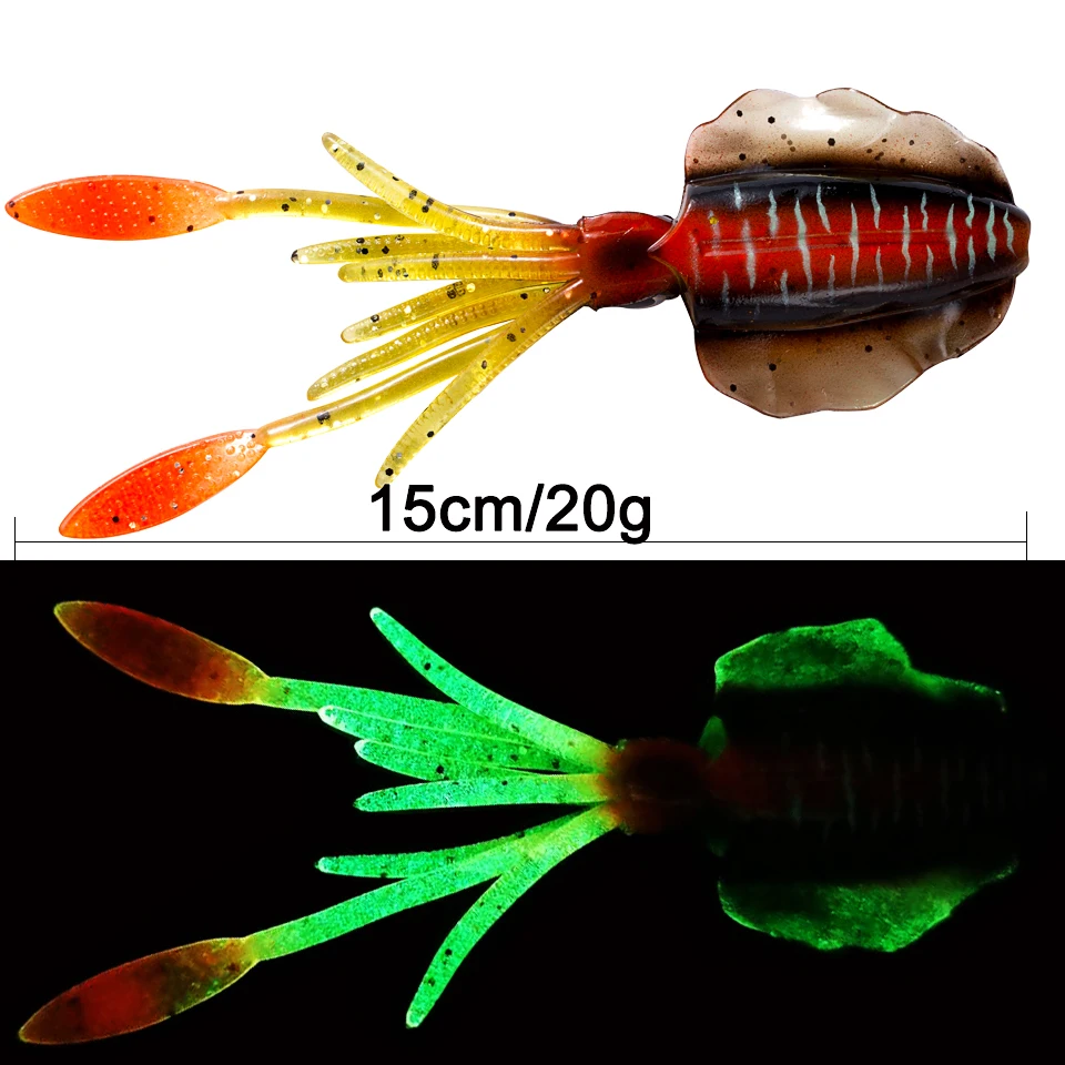SUNMILE-señuelo de pesca suave, 20g, 150mm, luminoso/UV, Calamar, pulpo, Leurre Souple, Wobbler de mar - imagen 4