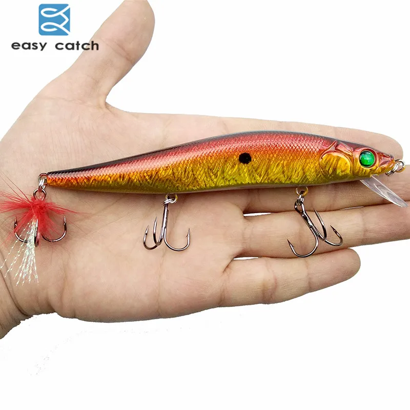Señuelos de Pesca duros de plástico, pluma intermitente, pececillos artificiales, anzuelos triples Wobblers con 3, 8 Uds., 14cm - imagen 3