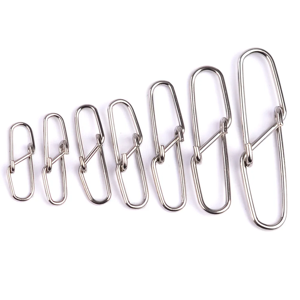 20 piezas de pasadores súper acanalados de acero inoxidable, pasador de cebo, Pin de seguridad, gancho de pesca de acero inoxidable, conector de línea, accesorios a presión